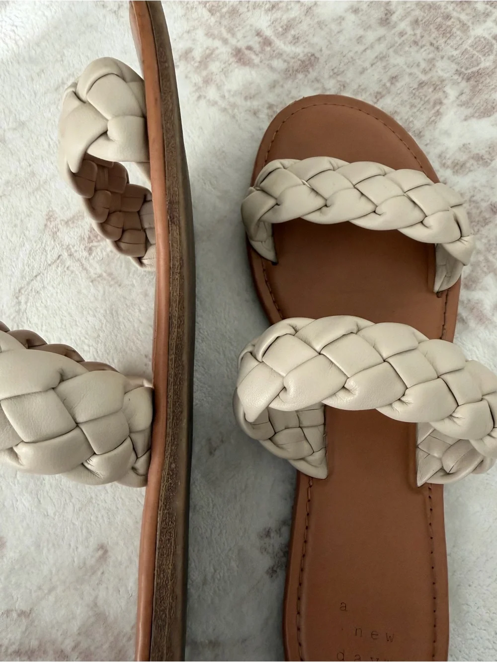 A New Day Lucy Braided Slide Sandals Cream Women’s 8